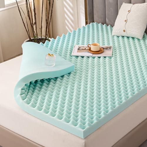 Queen Size 2 Egg Crate Gel Memory Foam Mattress Topper for Back Pain Relief
