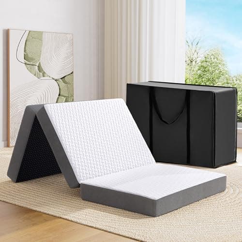 MASVIS 4-inch Tri-Fold Memory Foam Mattress Topper for Camping and Travel