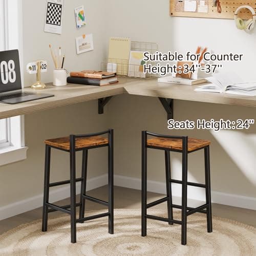 Furologee 2 Pack 24" Counter Height Bar Stools with Backrest