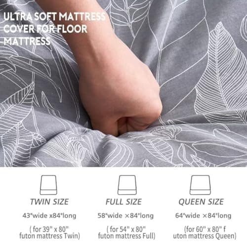 100% Cotton Zippered Futon Cover, Super Soft & Machine Washable Twin/Full/Queen