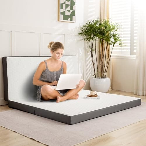 MUUEGM 4 Inch Tri-Fold Memory Foam Mattress with Washable Cover, Single Size