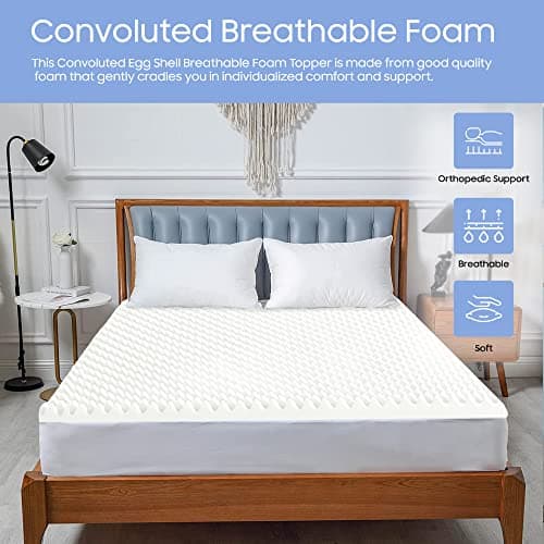 2-inch Greaton Egg Shell Foam Mattress Topper for Ultimate Comfort and Support (King, White)