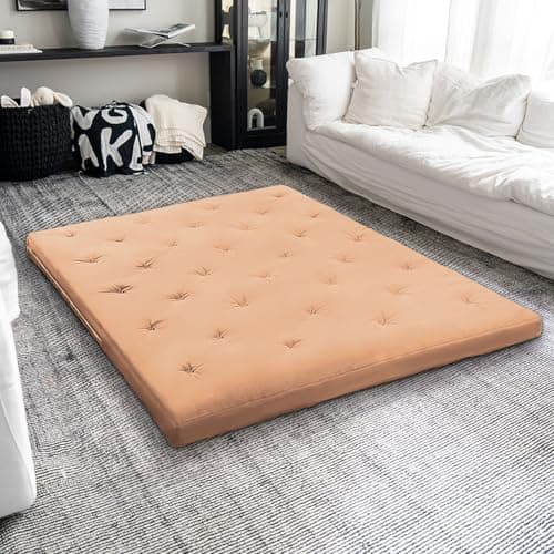 ZonLi Japanese Queen Size Tatami Mattress, 100% Cotton, Grey