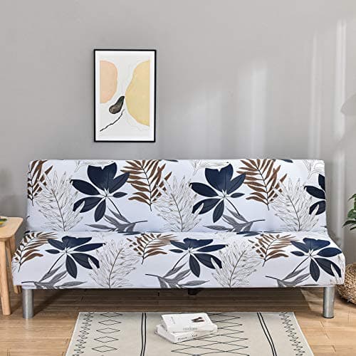 ELEOPTION Full Size Stretch Slipcover for Armless Sofa Bed Black/White