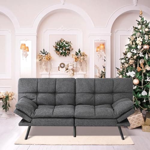 MUUEGM Adjustable Backrest Futon Sofa Bed, Modern LoveSeat Sleeper for Living Room, Office, Apartment