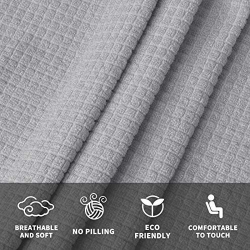 Stretch Futon Cover - Armless Sofa Slipcover - Non Slip Spandex - Soft Elastic Bands - Light Gray and White