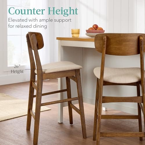 Best Choice Products Walnut/Cream Armless Counter Height Stool Set