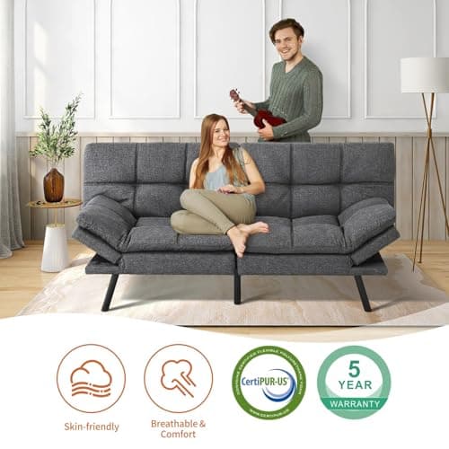 Memory Foam Futon Sofa Bed for Small Spaces