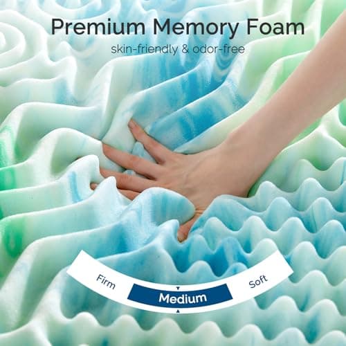 2-Inch Twin Memory Foam Mattress Topper with Cooling Gel – 7 Zones for Pressure Relief, Soft & Breathable, CertiPUR-US Certified
