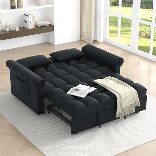 Oversized 3-in-1 Queen Size Velvet Sleeper Sofa Bed Lounge
