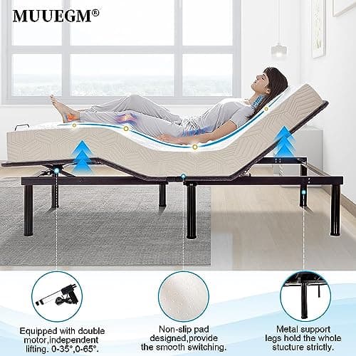 Adjustable Queen Bed Frame Bundle with Mattress and Wireless Remote, Motorized Incline, Zero Gravity - Easy Assembly