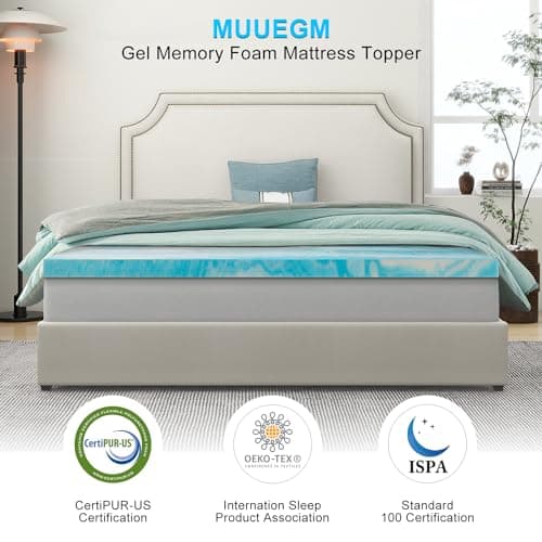 Memory Foam Mattress Topper Twin 2 inch,Cooling Gel,Medium-Firm,USA Made