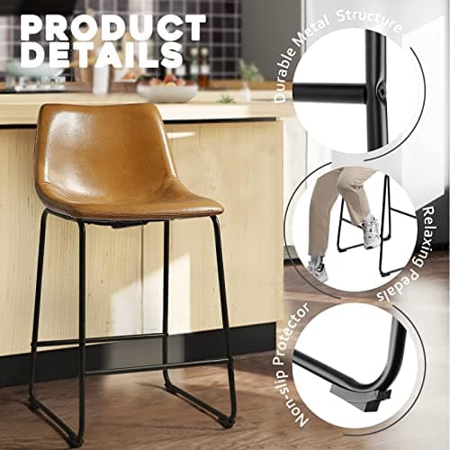 Waleaf Whisky 26" Counter Height Bar Stool Set (2pcs)