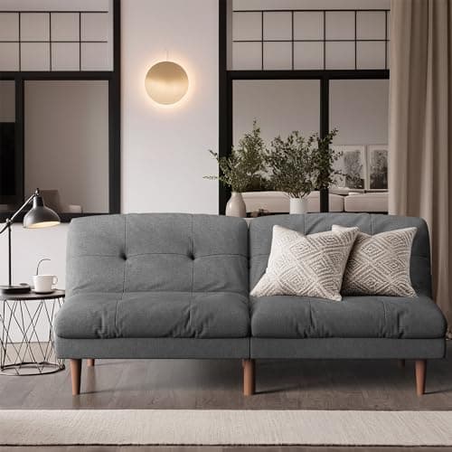 Furmax Dark Grey Adjustable Back Futon Sofa Bed for Small Spaces