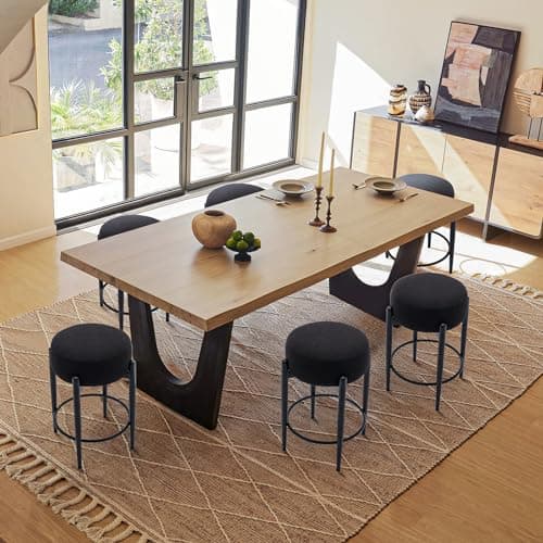 Colamy 24" Black Mid-Century Bar Stools Set of 2