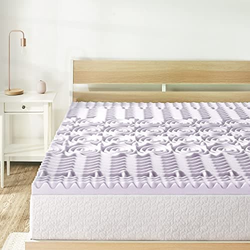 Mellow Queen Mattress Topper, 2 Inch 5-Zone Memory Foam, Lavender Infusion