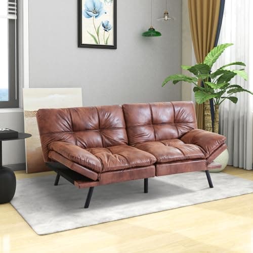 Memory Foam Futon Sofa Bed for Small Spaces - Dark Gray Fabric