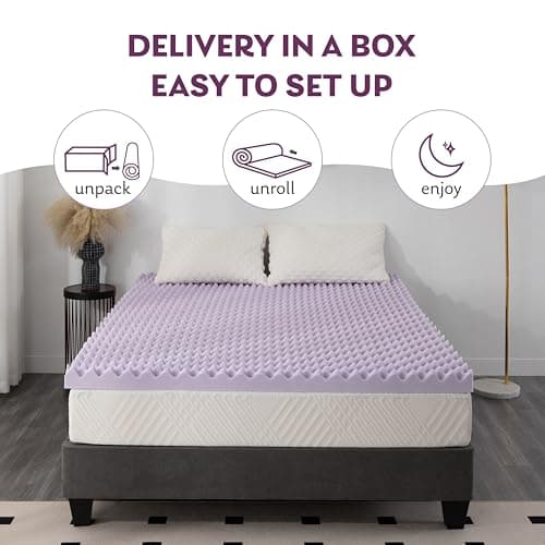 2 Lavender Scented Gel Memory Foam Mattress Topper for Pressure Relief - Full Size