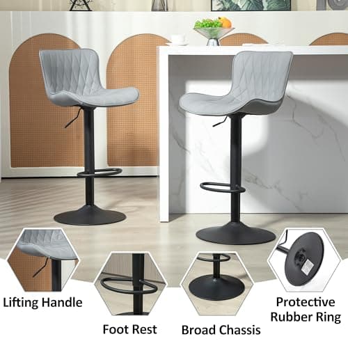 Finnhomy Modern Swivel Bar Stools, 24-32.5" Seat Height, Grey