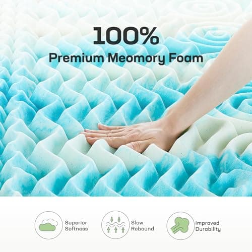 Marsail 2-inch Gel Memory Foam Mattress Topper, 5-Zone Support, Ventilated Design, CertiPUR-US Certified