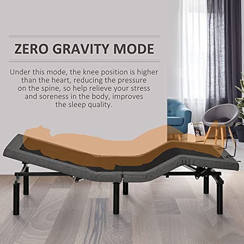 HOMCOM Twin XL Zero Gravity Power Bed with Ergonomic Incline, Gray
