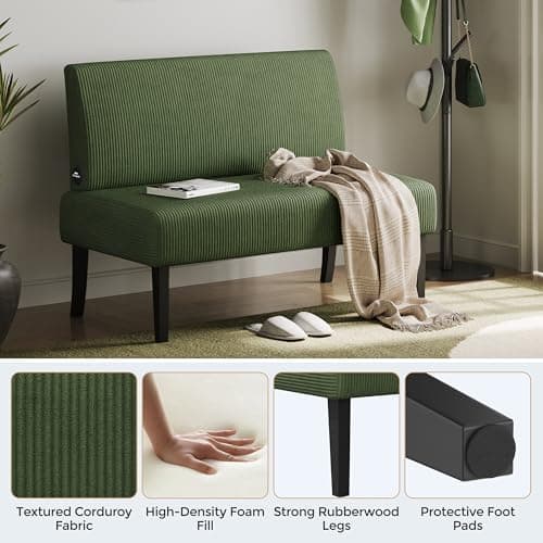 Yaheetech Green Small Mini Armless Sofa for Living Room & Dorm, Easy Assembly