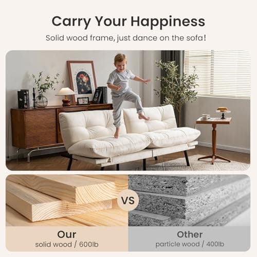 71" Comfy Velvet Convertible Futon Sofa Bed with 7" Pillow Cushion for Small Spaces