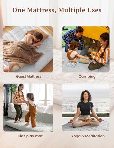 ZonLi Japanese Thicken Roll Up Tatami Mattress, Full Size, Grey, Portable & Foldable