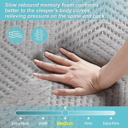 MUUEGM Folding Mattress King Tri-Fold Gel Memory Foam Mattress Topper