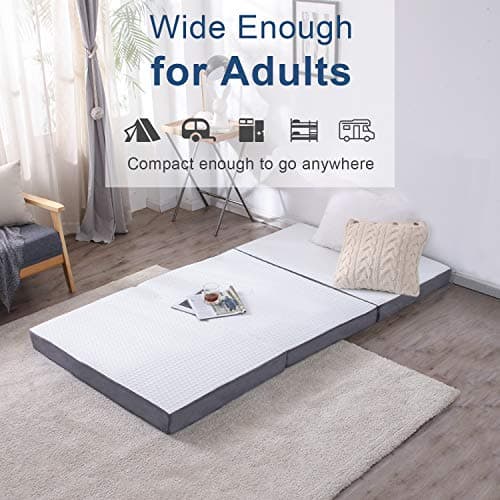 Tri-Fold Futon Mattress - Foldable Sofa Bed for Back Pain Relief & Guests
