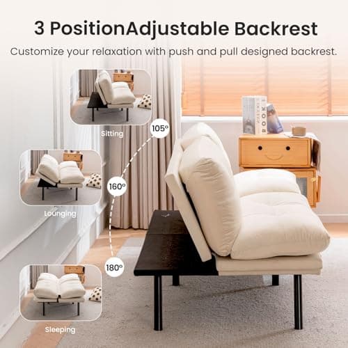 71" Comfortable Convertible Futon Sofa Bed, Velvet Cushion, Twin Size