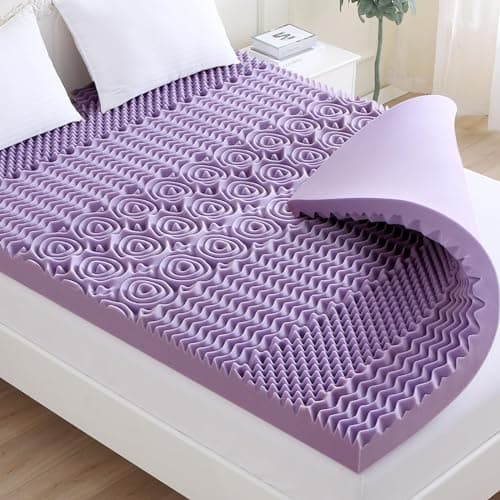 MUXHOMO 2 King Size Cooling Gel Mattress Topper, 7-Zone Egg Crate Foam, CertiPUR-US Certified (76×80, Lavender)