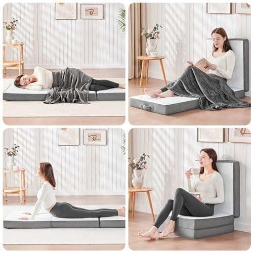 Portable Tri-Fold Memory Foam Mattress Toper with Storage Bag & Blanket