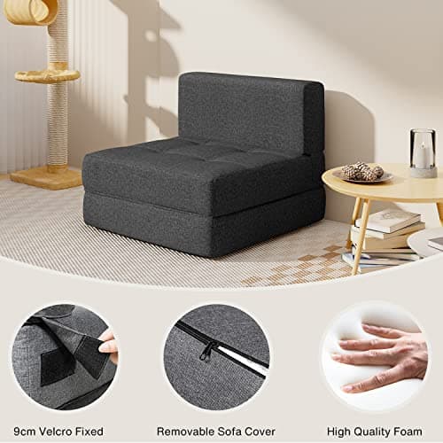 Aiho Dark Grey Memory Foam Futon Sleeper Sofa Bed
