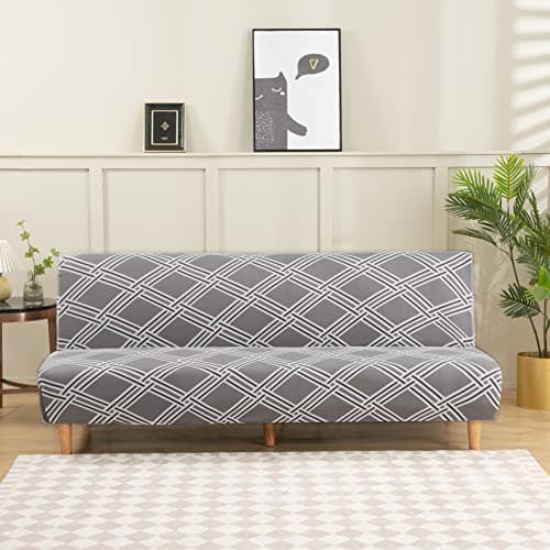 LiveGo Elastic Bottom Futon Slipcover for Stretch Folding Sofa Bed, Printed Couch Cover Protection