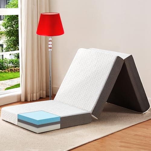 BedLuxury Portable Memory Foam Tri-Fold Mattress - Full Size with Storage Bag