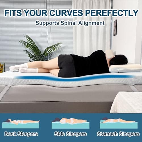2 Inch CertiPUR-US Certified Ventilated Memory Foam Queen Mattress Topperedores: Back Pain Relief