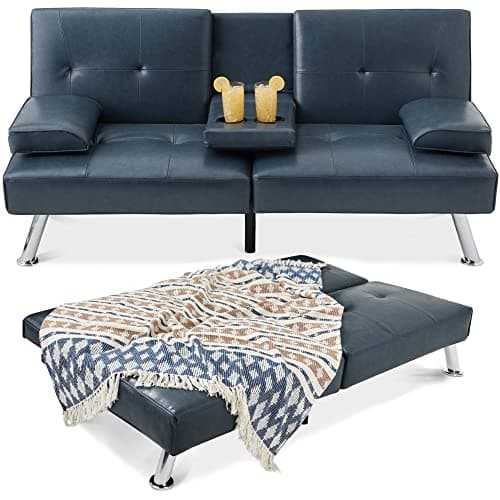 Best Choice Products Black Modern Convertible Futon with Adjustable Sleeper and Removable Arms