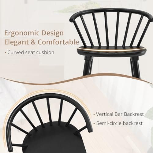 LUE BONA Black Farmhouse Bar Stools, Modern Counter Height, Set of 2