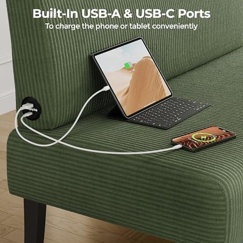 Yaheetech Green Small Mini Armless Sofa for Living Room & Dorm, Easy Assembly