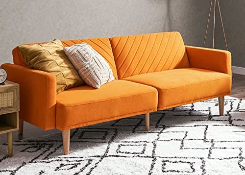 Mopio Olive Green Premium Velvet Futon Sofa Bed
