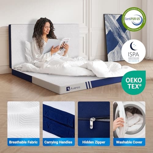 Queen Size Folding Memory Foam Mattress for Travel & Camping, 80x60x4