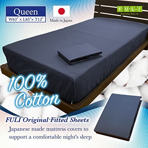 100% Japanese Cotton Futon Sheets, Dark Gray Queen, Made in Japan