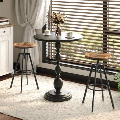 Industrial Height Adjustable Bar Stools, Set of 2, Rustic Brown BAHR0701