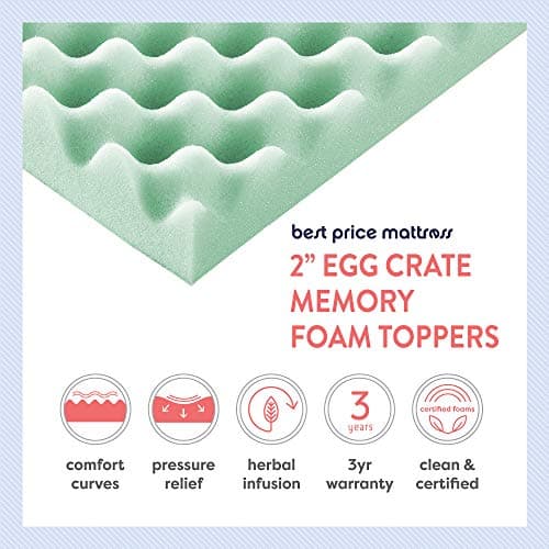 Best Price 2-Inch Aloe Infused Memory Foam Mattress Topper - King Size, CertiPUR-US Certified