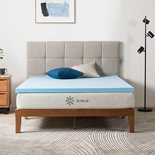 Zinus Cooling Gel Mattress Topper, Queen, BlueCertiPUR-US Certified