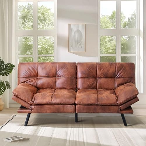 Memory Foam Futon Sofa Bed with Adjustable Backrest for Living Room