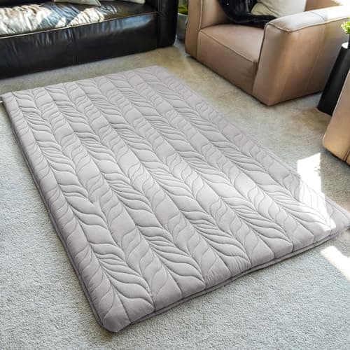 ZonLi Japanese Thicken Roll Up Tatami Mattress, Full Size, Grey, Portable & Foldable
