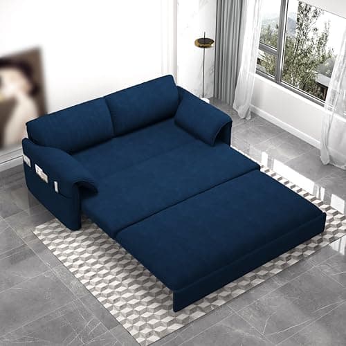 66" Oversized Reclining Futon Couch Bed with Velvet Upholstery Queen Size Daybed Loveseat