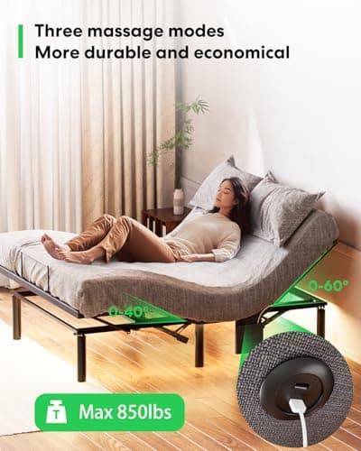 Queen Size Zero Gravity Bed Frame with Massage and Nightlight